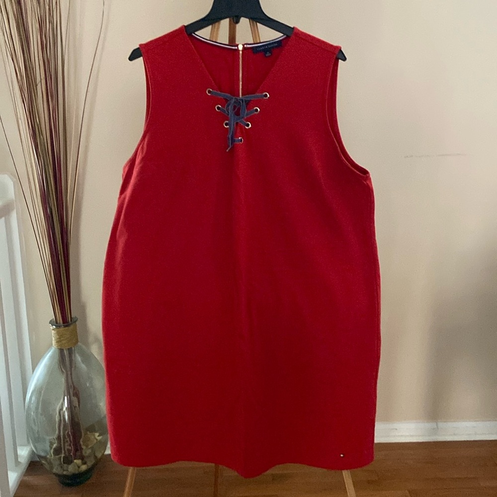 Red sleeveless 2X cotton dress